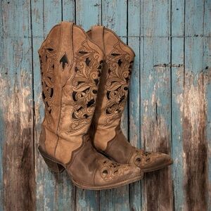Corral Brown and Tan Heeled Boots